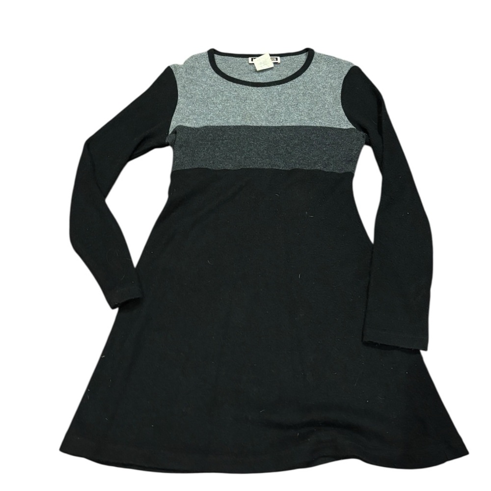 Vintage 90s black gray Colorblock long sleeve sweater Dress Made in USA holiday